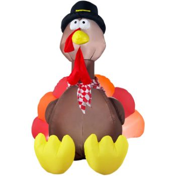 4. Gemmy Airblown Inflatable Turkey Sitting Wearing a Pilgrim Hat