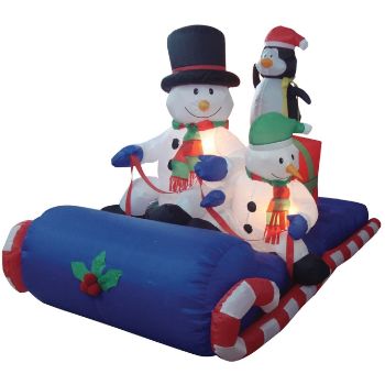 10. BZB Goods 6 Foot Long Christmas Inflatable Snowman Penguin on Sleigh Yard Decoration
