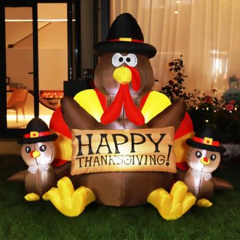 3. VIVOHOME 6ft Height Happy Thanksgiving Inflatable LED Lighted Turkey