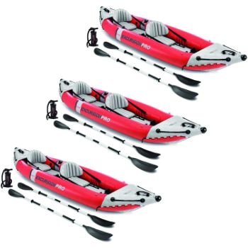 7. Excursion Pro Inflatable 2 Person Vinyl Kayak with Oars & Pump