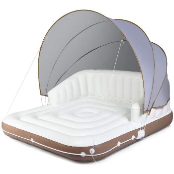 5. Giantex Canopy Island Inflatable Lounge, Floating Island Raft