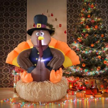 5. Kurala Inflatable Turkey Thanksgiving Decoration Outdoor Blow Up Turkey with LED Lights
