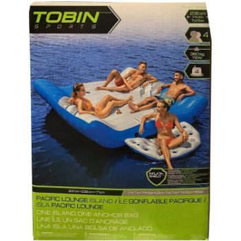 6. Tobin Sports Pacific Lounge Island, 4 Person Inflatable Raft with Cup Holders